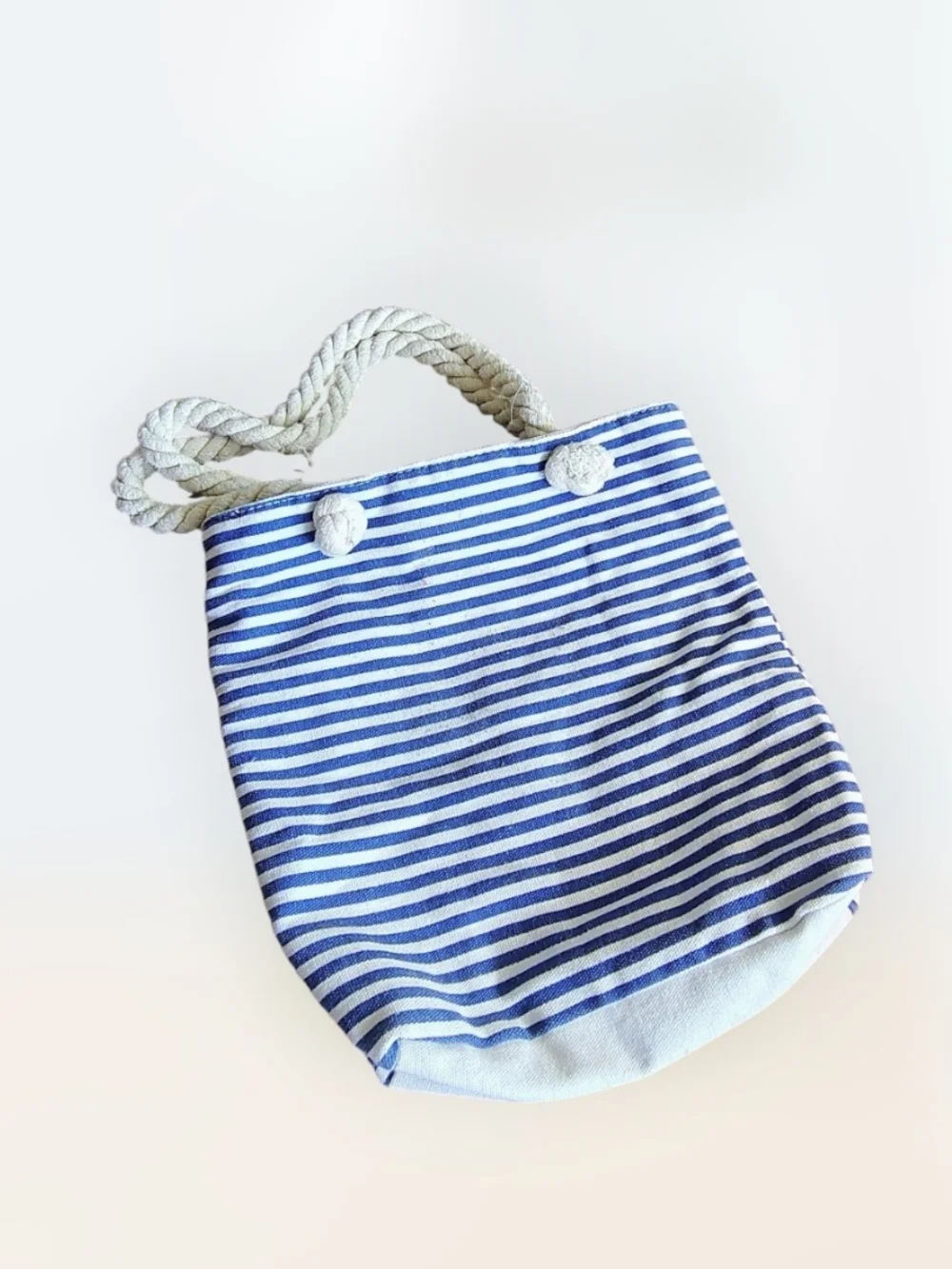 Katherine Karambelas Blue & White Striped Canvas Tote - Picture 4 of 13